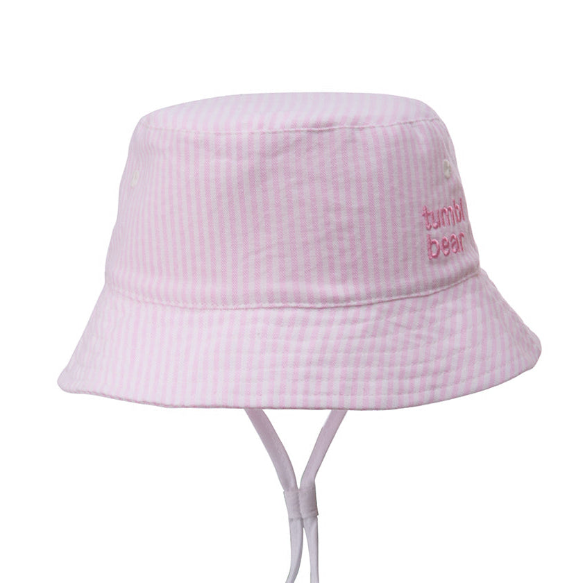 Pink & White Stripe Bucket Hat
