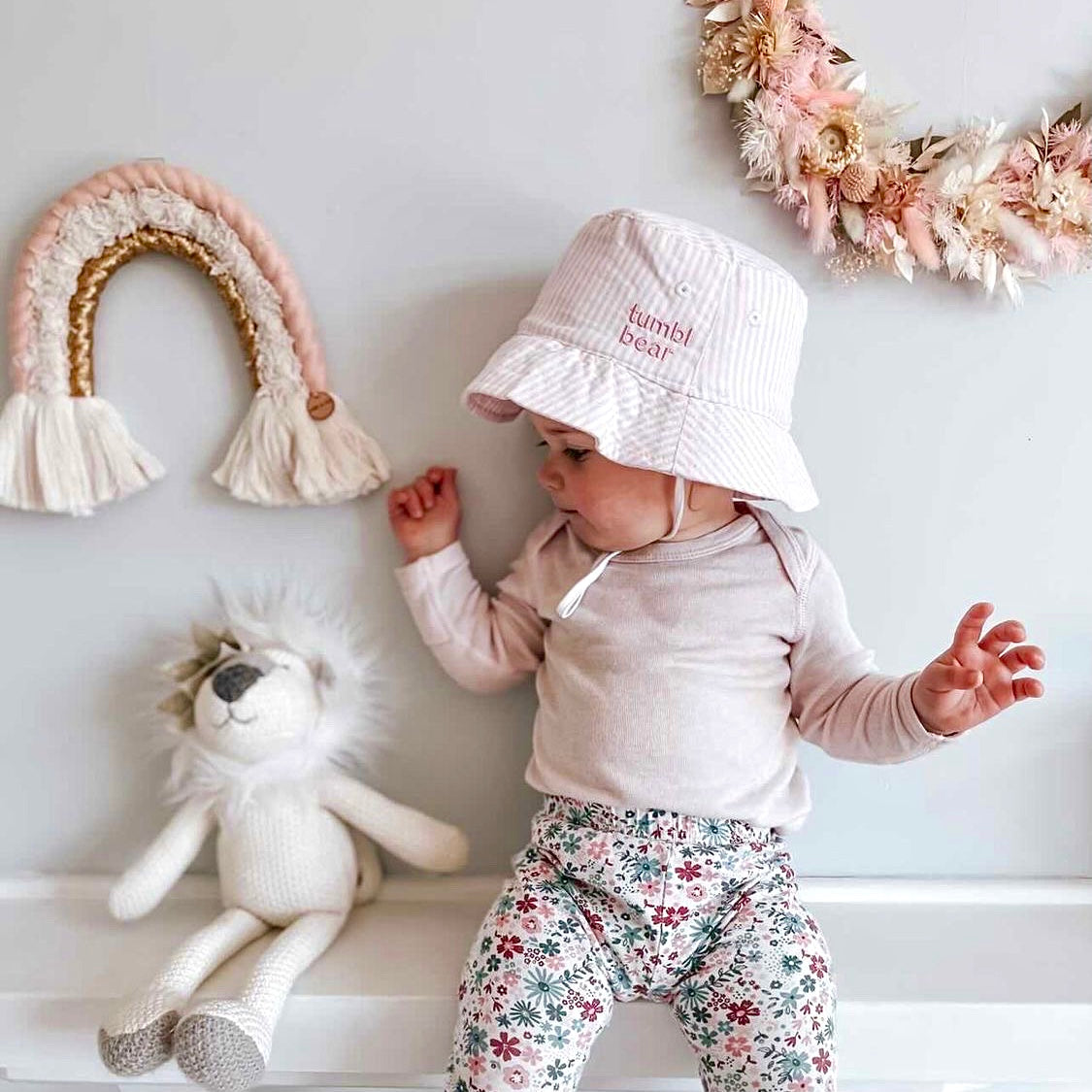 Pink & White Stripe Bucket Hat